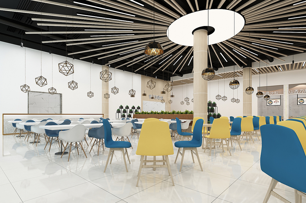 「學(xué)校食堂裝修效果圖」大學(xué)高校餐廳裝修設(shè)計(jì)圖